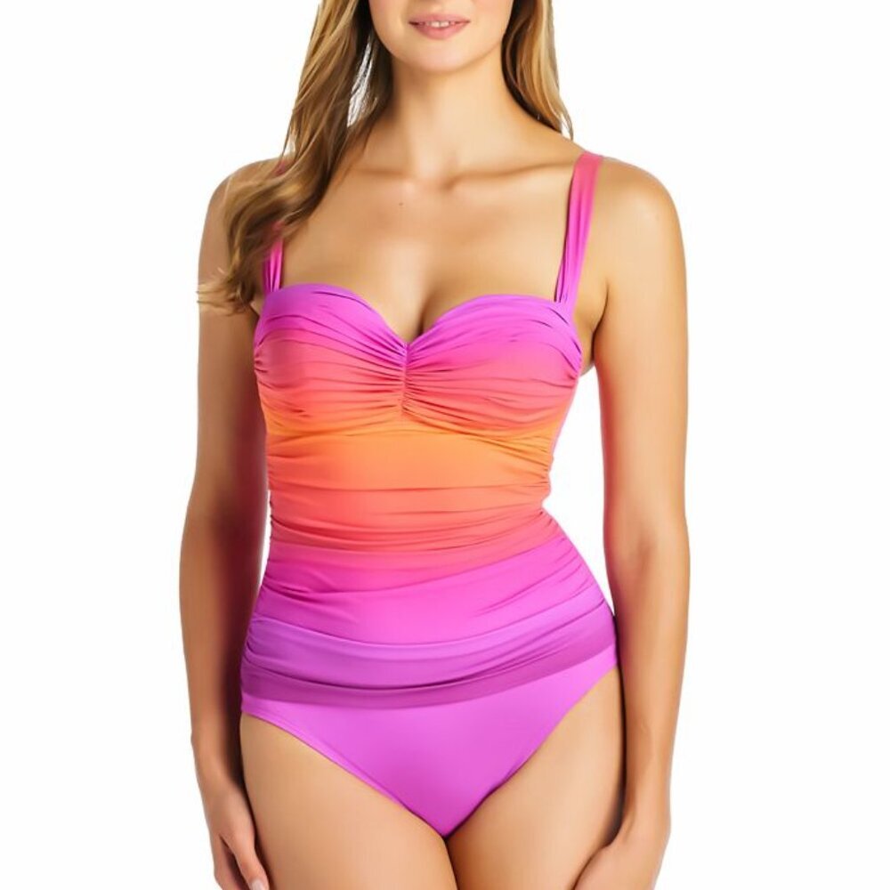 NWT Bleu Rod Beattie Cool Breeze Shirred One Piece Swimsuit 8